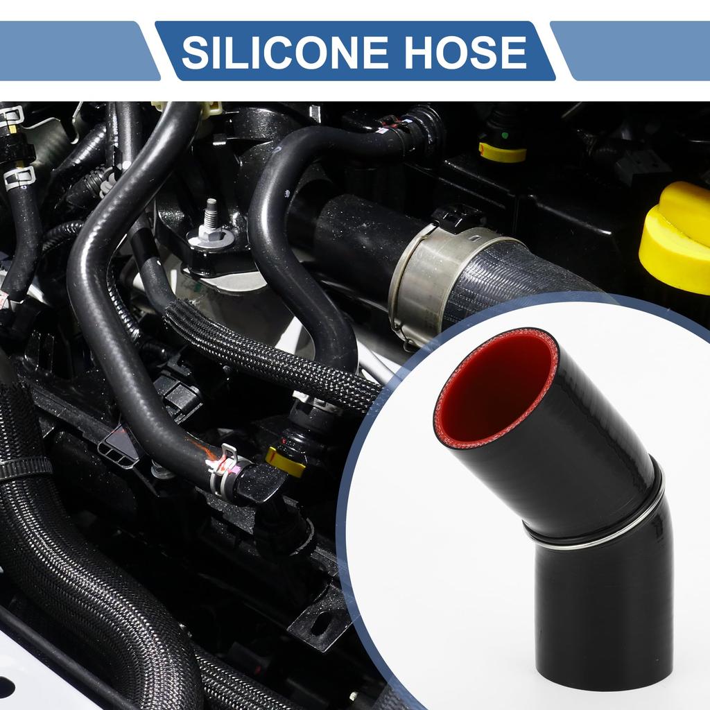 X AUTOHAUX 1 Set Inner Diameter 65mm Length 90mm 45 Degree Black Red Silicone