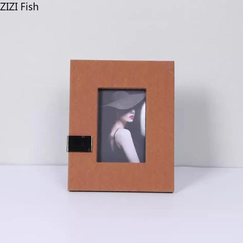 Minimalism Leather Photo Frames Modern Design Picture Frame Bedside Table Wedding Anniversary Photo Frame Desk Decoration