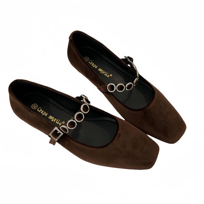 

Одиночная обувь весна новая мода квадратный носок мелкий вырез удобная студенческая плоский каблук одна педаль ленивая обувь женская 40 темно-коричневого