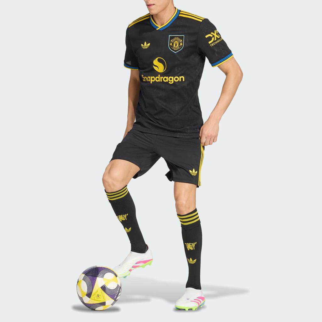 Adidas Originals Manchester Aeroready United 25/26 Third Fan Version Sports Quick-Dry Simple Striped Football Pants Men Bottoms JI7420