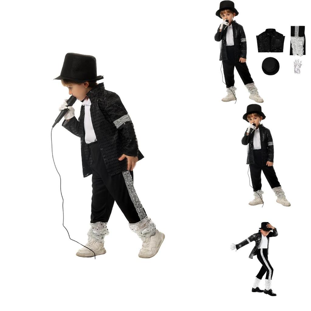 Mj Michael Jackson Cosplay Costume For Kids With Print For Stage Dance Performance