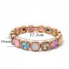 New Design Colorful 12mm Rhinestone Women Bracelet Enamel Gold Color Beads Boho Elastic Bangle