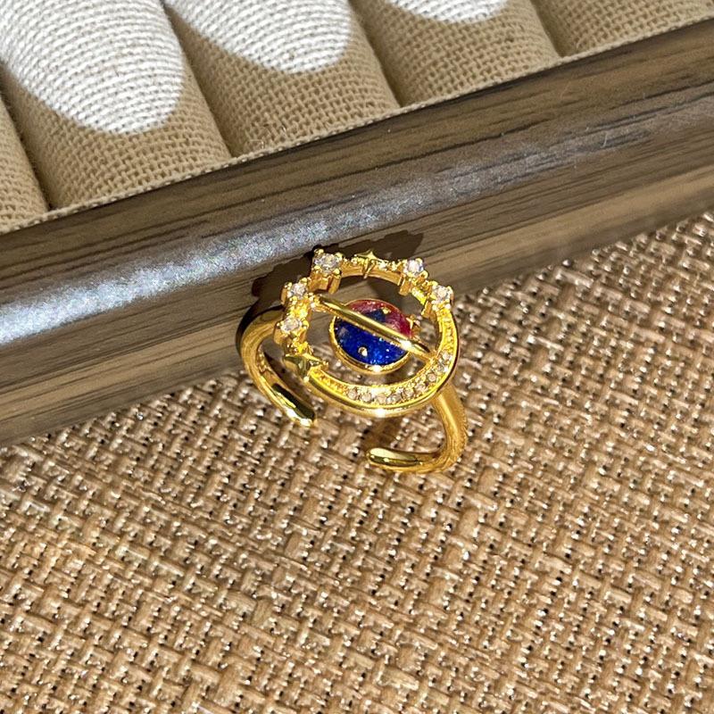 2026 Japanese Symphony Universe Personality Light Luxury Geometric Flower Ring Women's Horse Rich Simple Temperament Ring