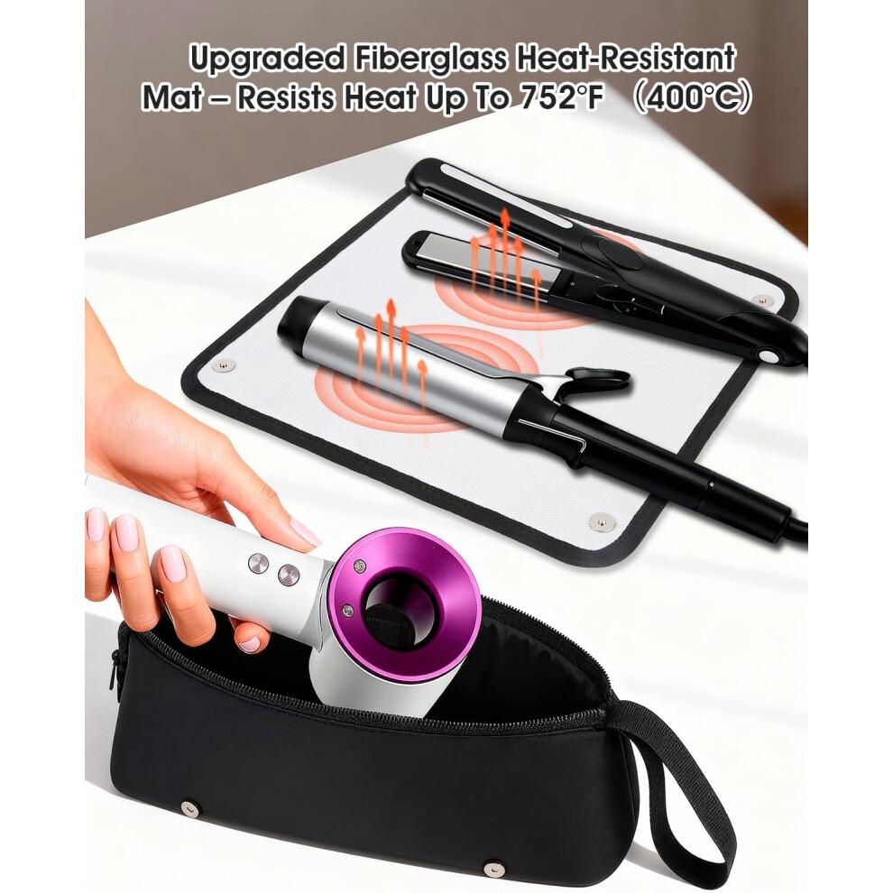 Large Capacity Hair Tool Travel Bag with Detachable HeatResistant Mat for Curling and Flat Irons