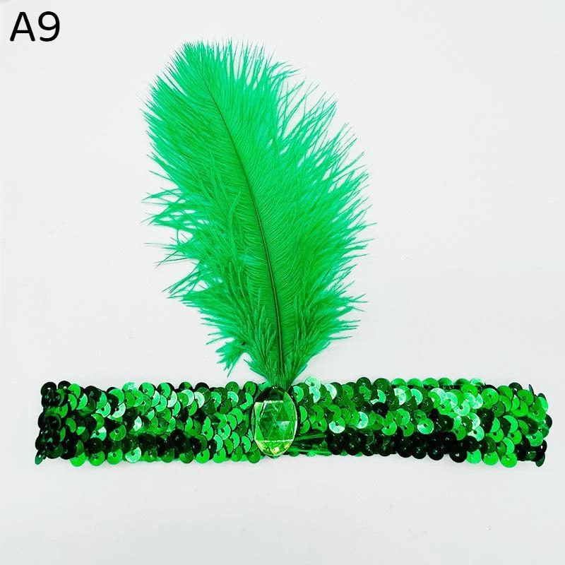 1Pcs Colorful Feather Sequin Gem Headpiece Aesthetic Flapper Headband For 1920S Party Costume Accessory Dress Up