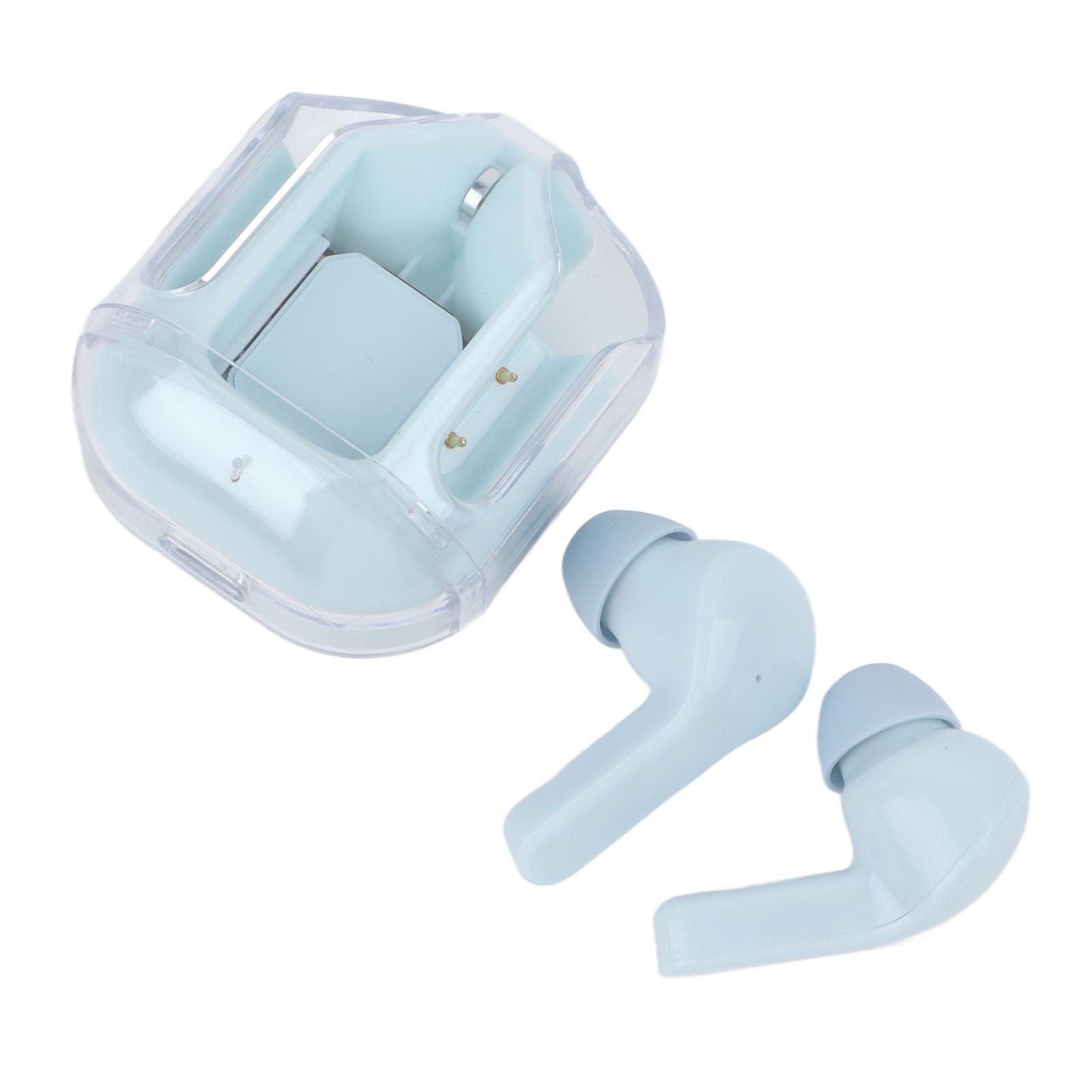 

Bluetooth Earphones Noise Canceling LED Digital Display Wireless Earbuds with Clear Charging Case Blue