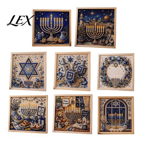 Beginner Friendly Craft DIY Hanukkah Pearl Art Kit, 3D Mosaic Bead Set, Creative Indoor Garden Decor Ritual Activity Making Kit for Traditional