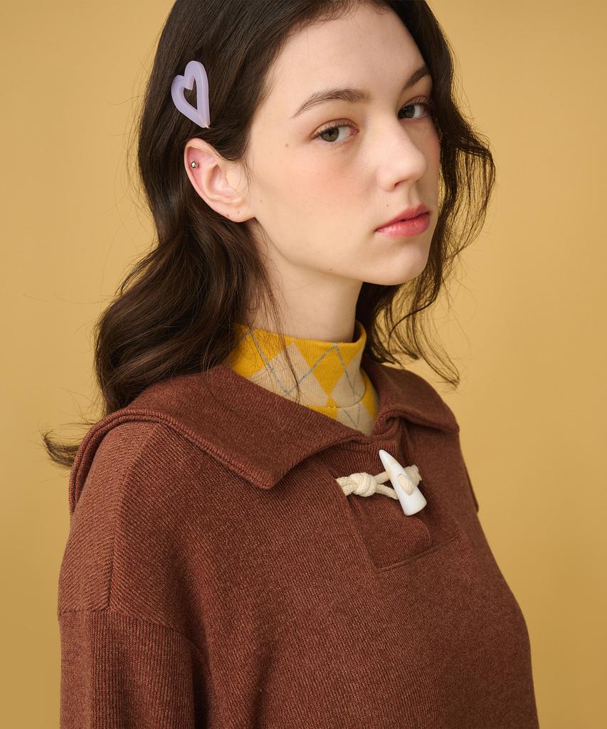 Dear Fear Sailor Collar Knit Dress Brown