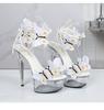 Strap Shoes Butterfly Sexy Super High Heels 15CM Thin Heel Waterproof Platform Sandals Transparent Crystal LFD