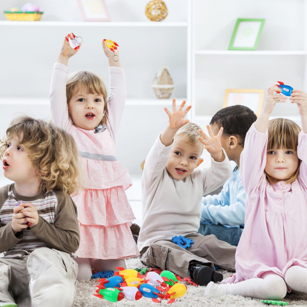 48Pcs Helicopter Mini Flashlight Keychain,Rocket Led Flashlight,Outer Space Party Favors Bulk Small Flashlights For Kids,Mini Le