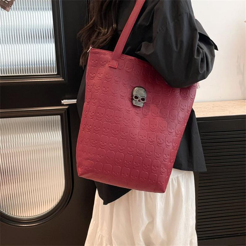 Bolso de Hombro de Gran Capacidad Bolso Tote Vintage de Calavera de Halloween para Mujer Monedero con Billetera Bolso de Mano Moderno de Cuero Sintético