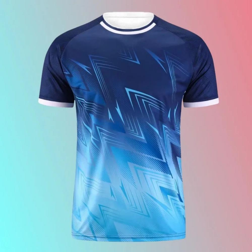 Sports Style Gradually Changing Color 3D Digital Printing Men's Casual and Comfortable Round Neck Short Sleeved T-shirt
