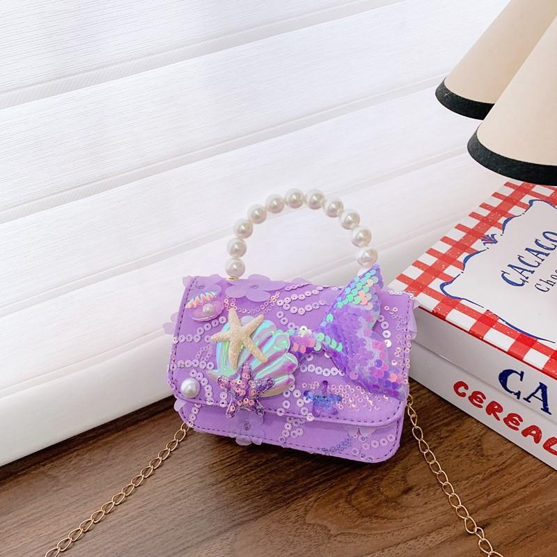 Snowflake Frozen Pattern Childrens Small Crossbody Bag With Material Sequin
