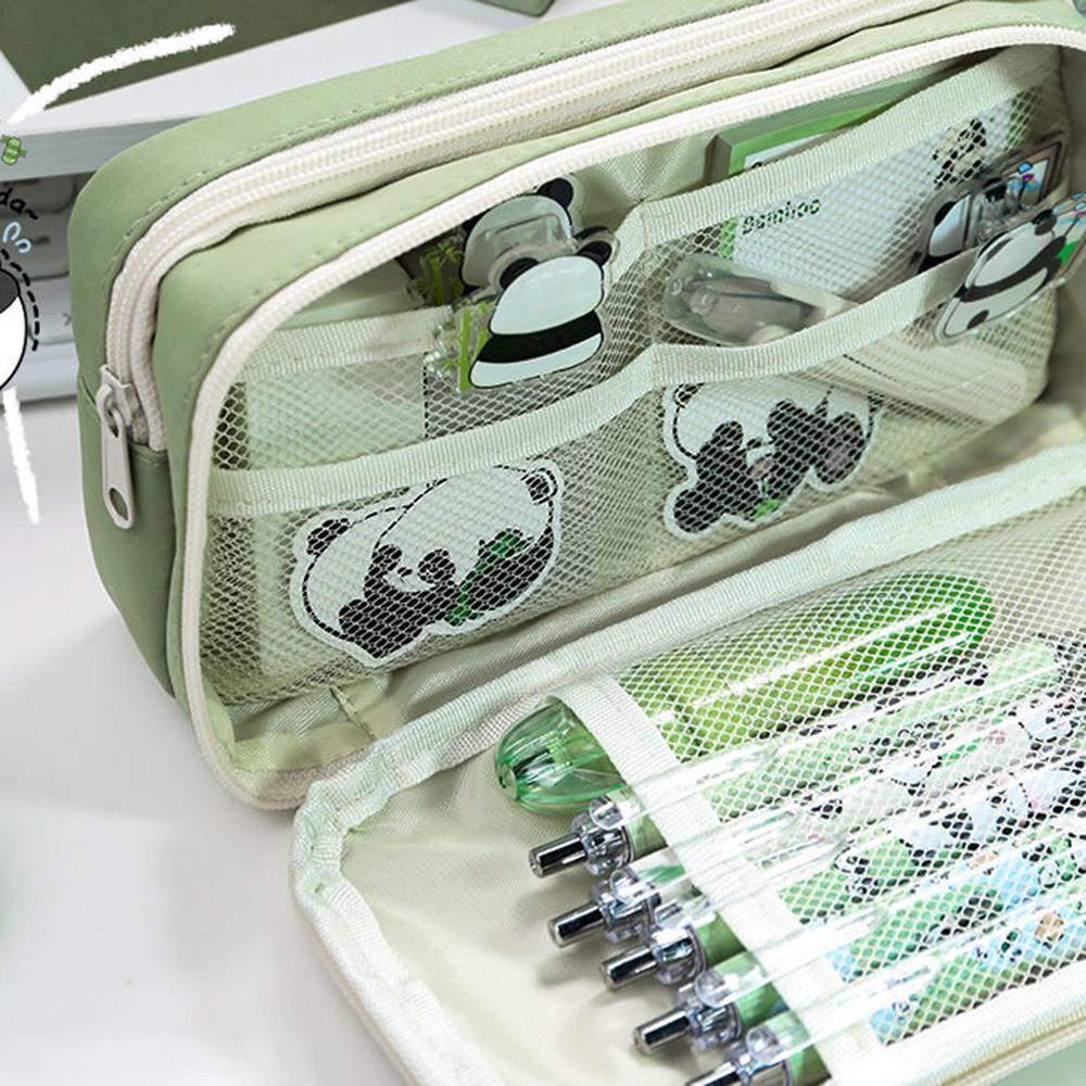 1PC Large-Capacity Flip-Top Cartoon Multi-Functional Transparent Student Stationery Pencil Case (Without Decorations)