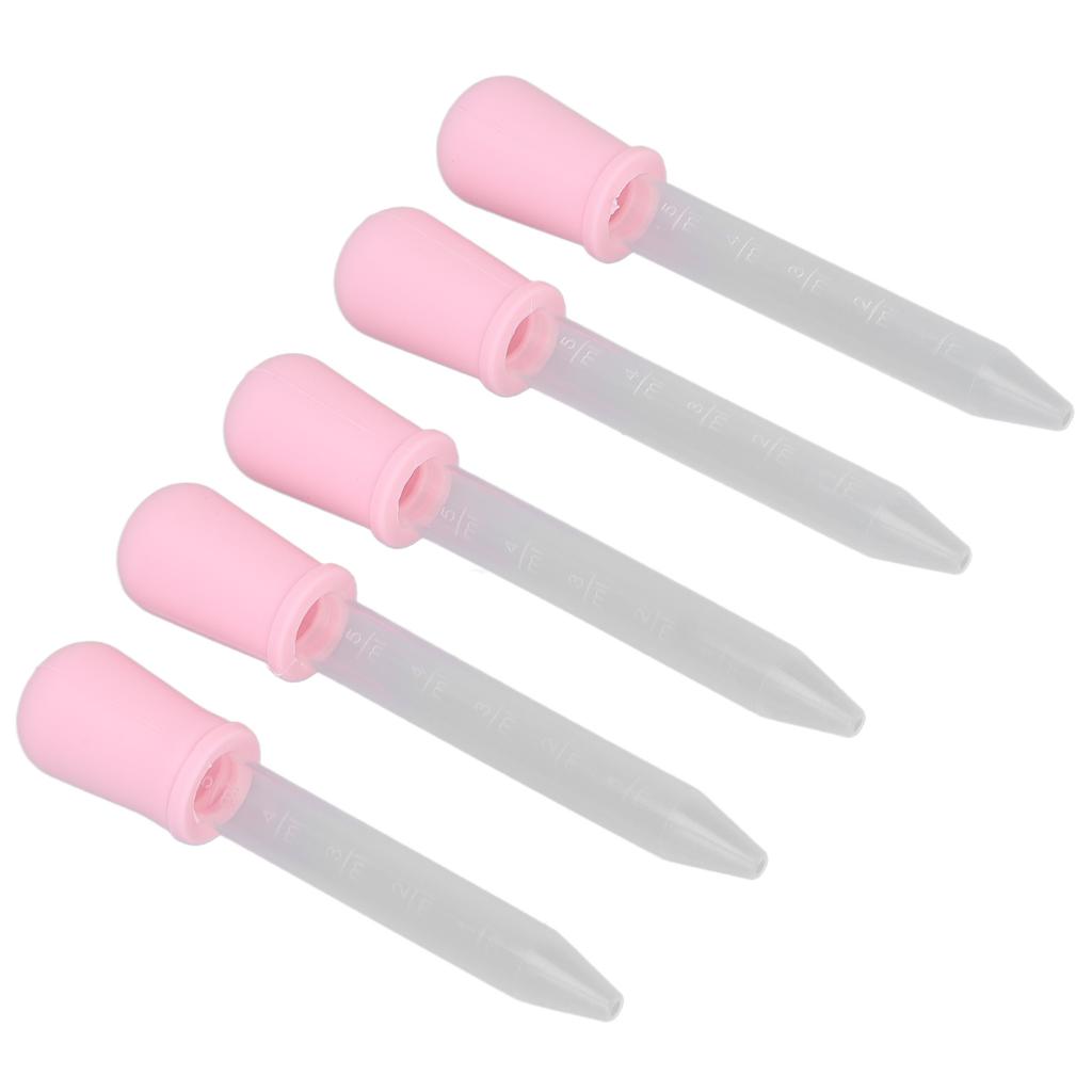 5pcs Transfer Pipettes DIY Transparent Calibrated Dropper for Epoxy Resin Laboratory Experiment (Pink)