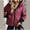 Autumn and Winter New Fashion Trend Diamond-shaped Pressure Grid Loose Hooded Cotton-padded Warm Jacket