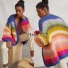 Women's Handmade Rainbow Stripe Knit Cardigan Coat - Autumn & Winter Collection