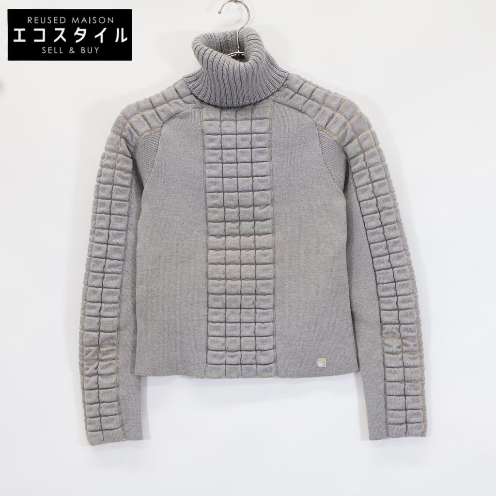 CHANEL Grey 00A P16583V00850 Cashmere Turtleneck Knit tops 38 grayUsed