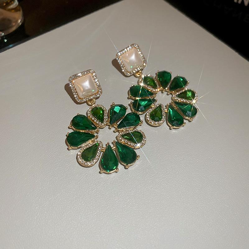 Baroque Style Zircon Earrings,Ornate Filigree Gemstone Earrings,Vintage Gemstone Drop Earrings,