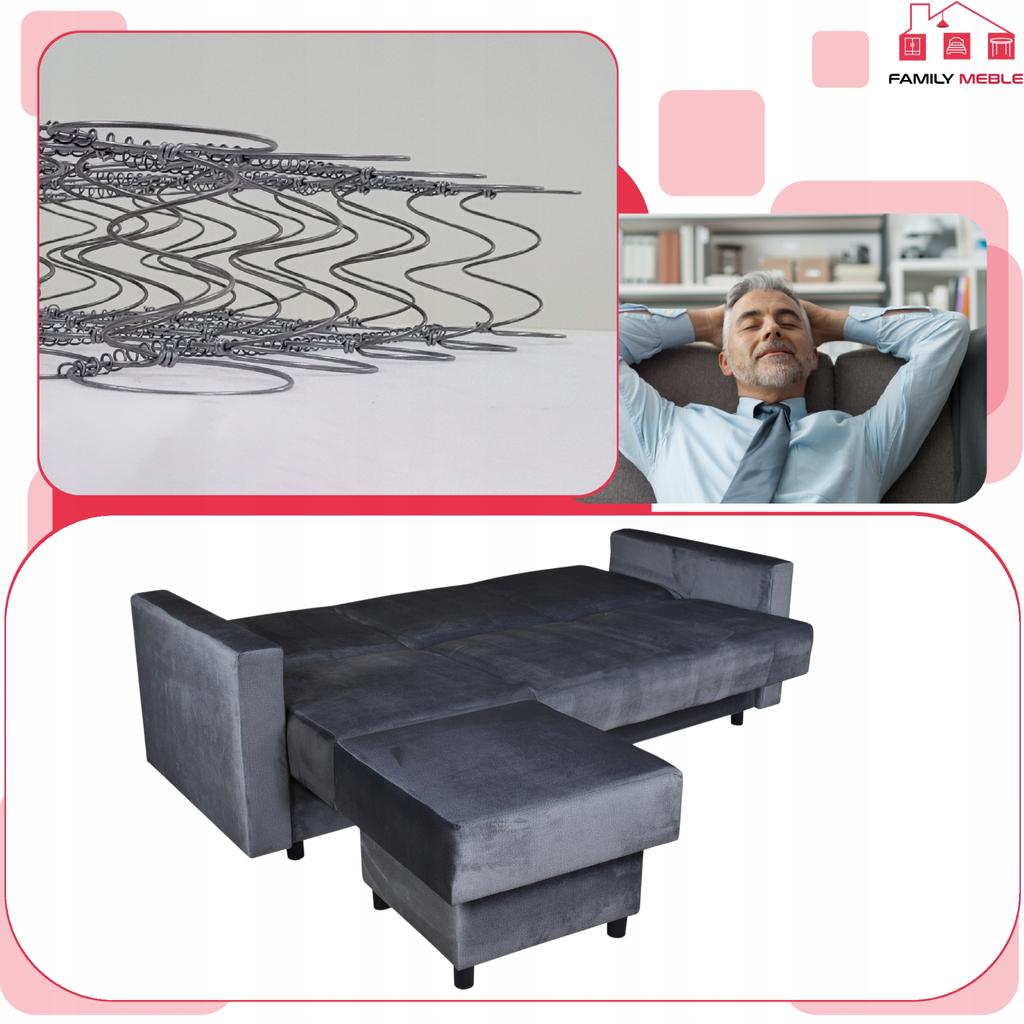 Sofa Corner Sofa Alicja with Pouf Sofa Sofa Bed Family Meble Gray