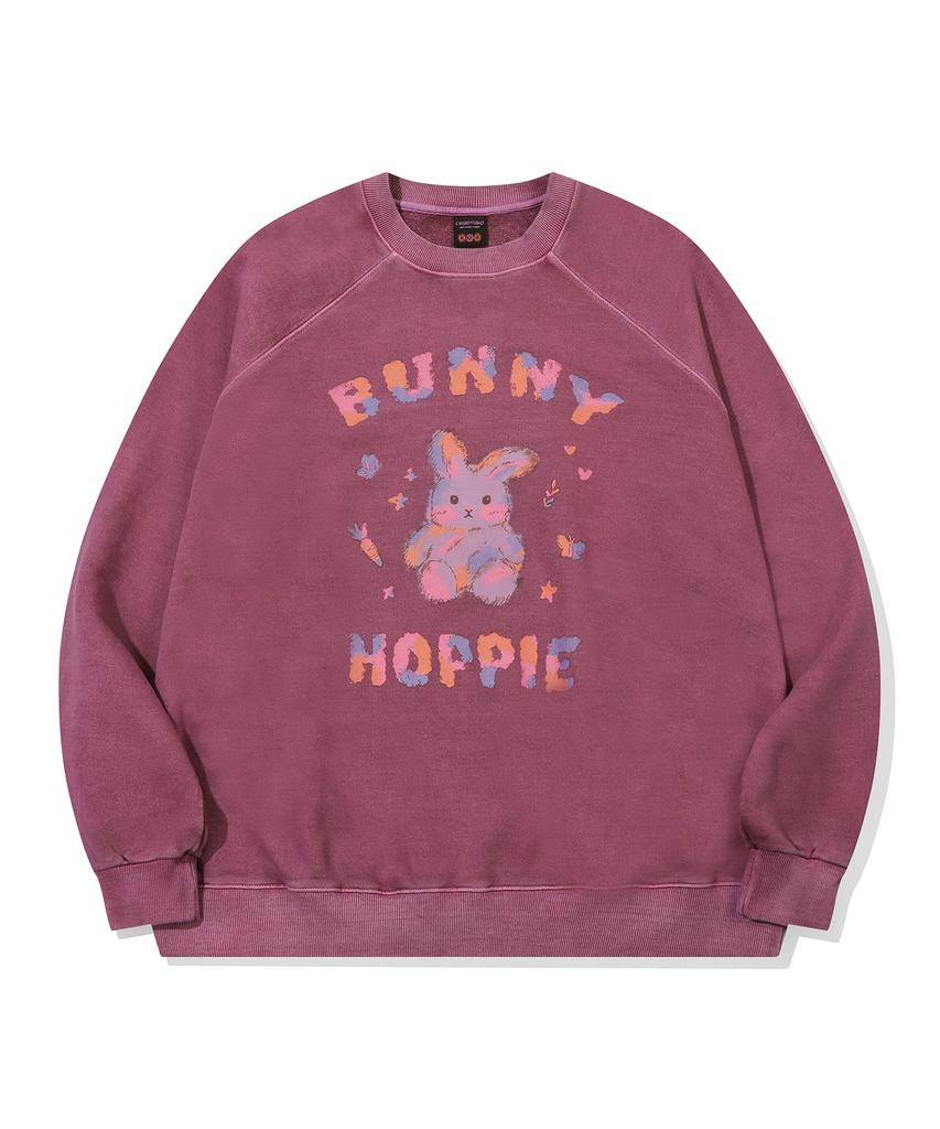 Compagno Pastel Bunny Raglan Pigment Sweatshirt Dusty Pink