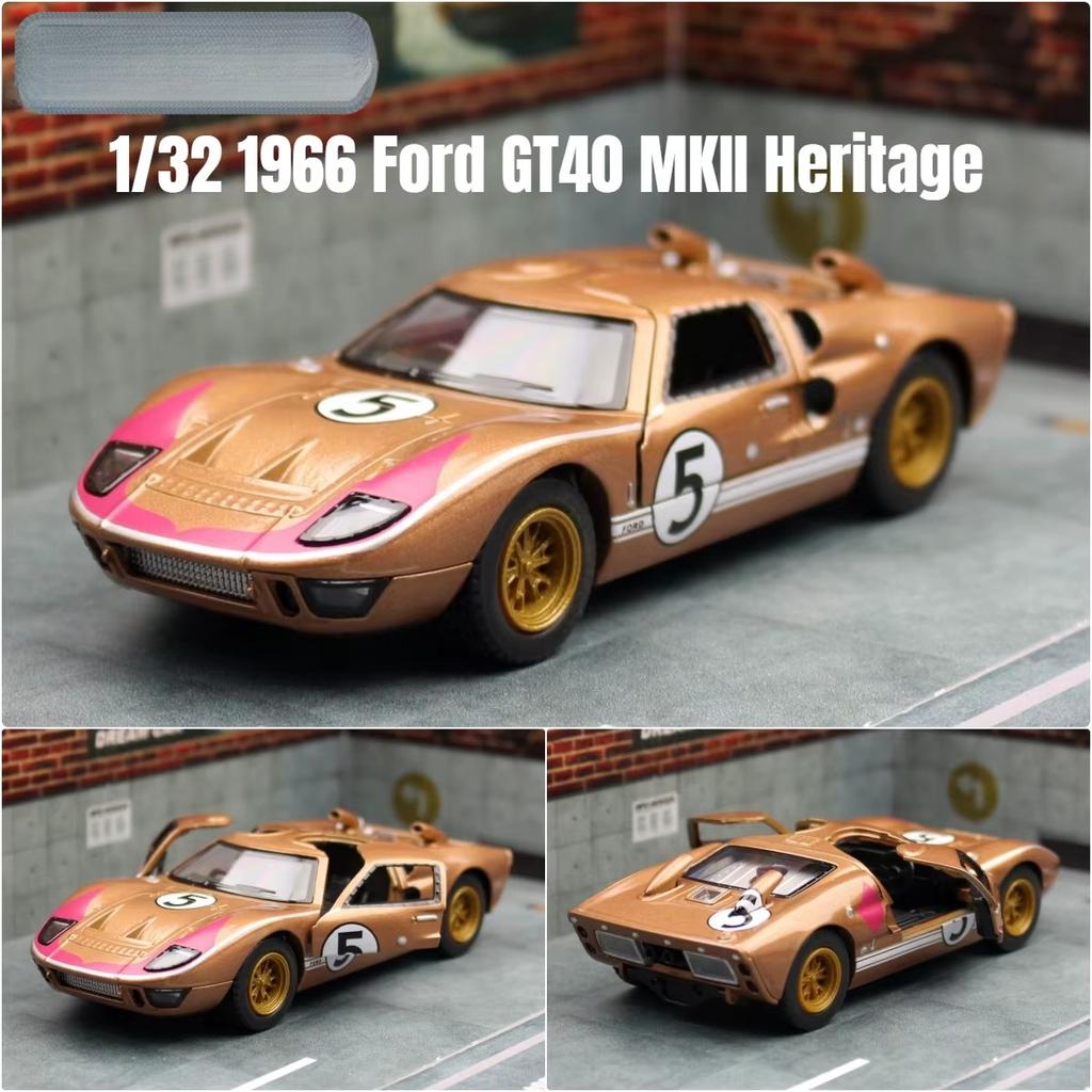 Toy Car Model 1/32 Scale 1966 Ford GT40 MKII Racing Rally Alloy Diecast Miniature Vehicle Collection Gift for Children Boy