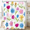 Bathroom Shower Curtain Multicolored Floral Design for Girls Kids Bathroom Decor in White Yellow Blue Pink Red Purple Colorful B