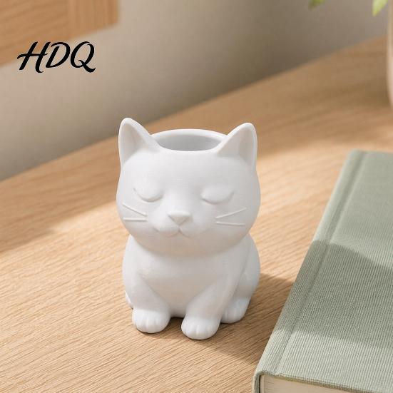Healing Desk Decor Cat Pen Holder Cute Kitty Organizer for Stationery Storage