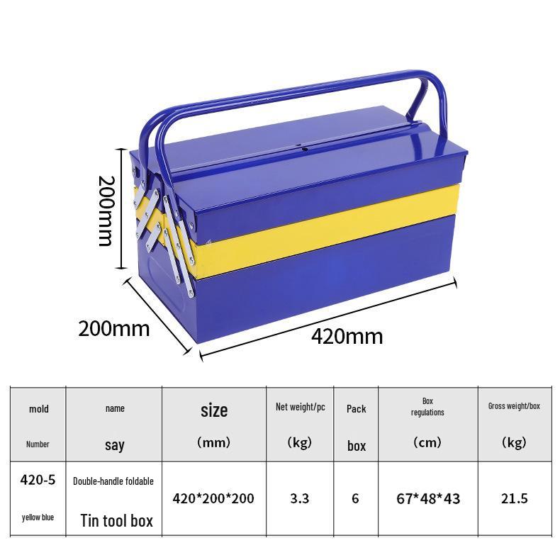 Dual-Handle Folding Metal Toolbox for Car and Auto Repair