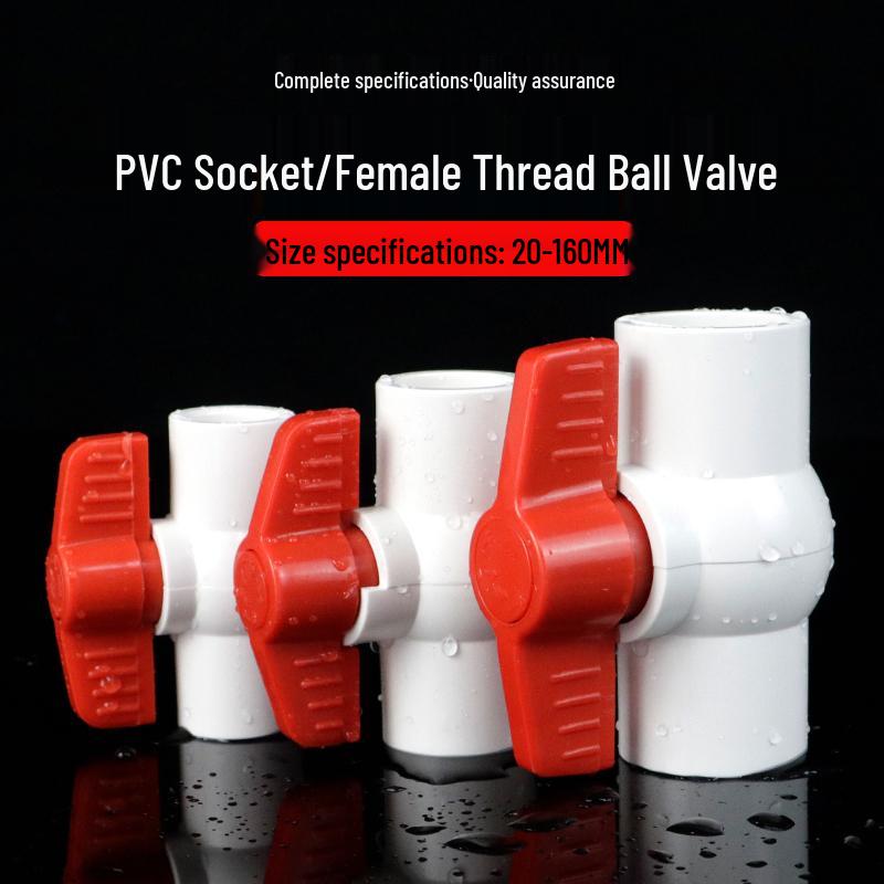 PVC Ball Valve with Threaded Inner Teeth for Water Supply (Sizes: 20, 25, 32, 40, 50, 63, 75, 90, 110)