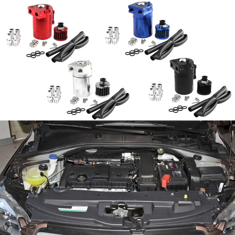 Auto Aluminum Motors Oil Catch Can Reservoir Capture for Tank with Breathing Apparatus Twin Cylinder Engine Universal Fi