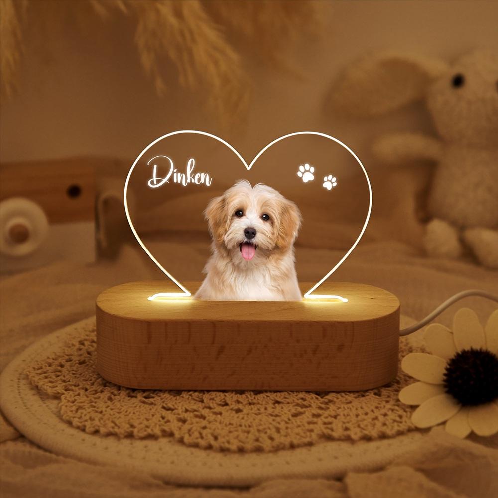 Custom Acrylic Pet Portrait Glow Personalized with Pet Photo Text Luminous Home Decor Pet Unique Memorial Keepsake for Pet Owner