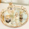Golden Stroke Storage Tray Nordic Glass Mirror Cosmetic Plate  Desktop Jewelry Display Trays Dressing Table Decoration Ornaments