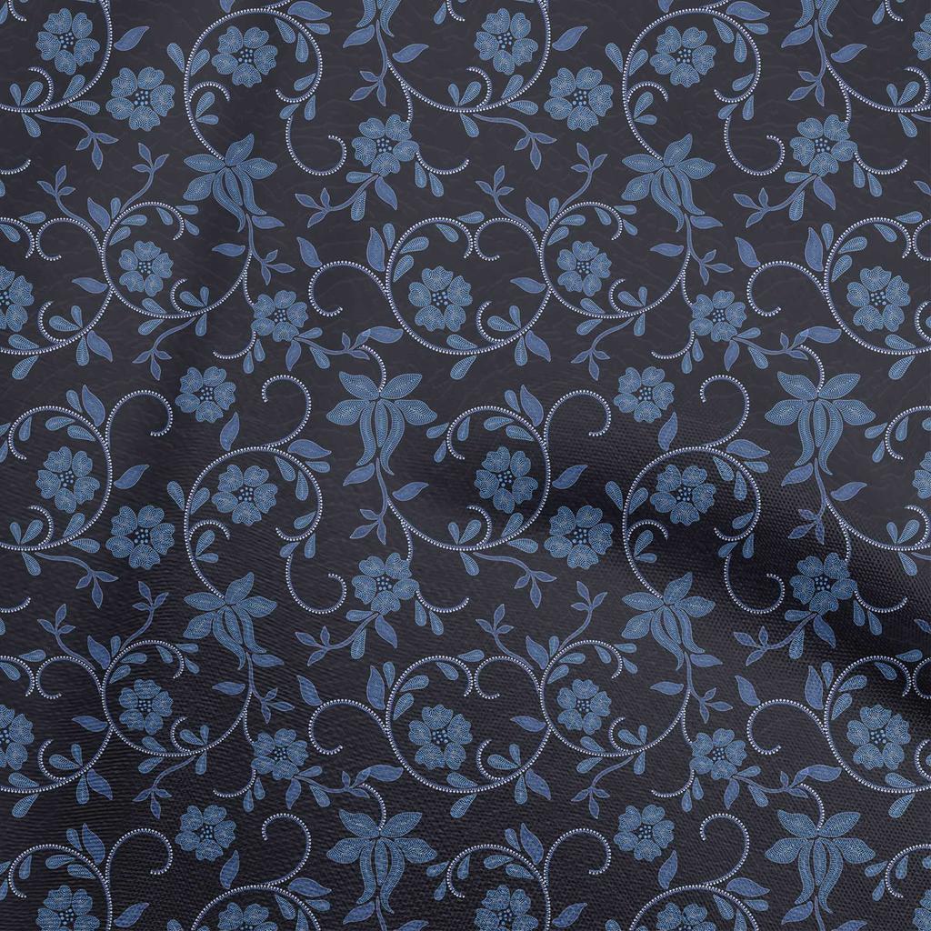 oneOone Cotton Flex Gray Fabric Dotted Floral Diy Clothing Quilting Fabric Print Fabric By Yard 40 Inch