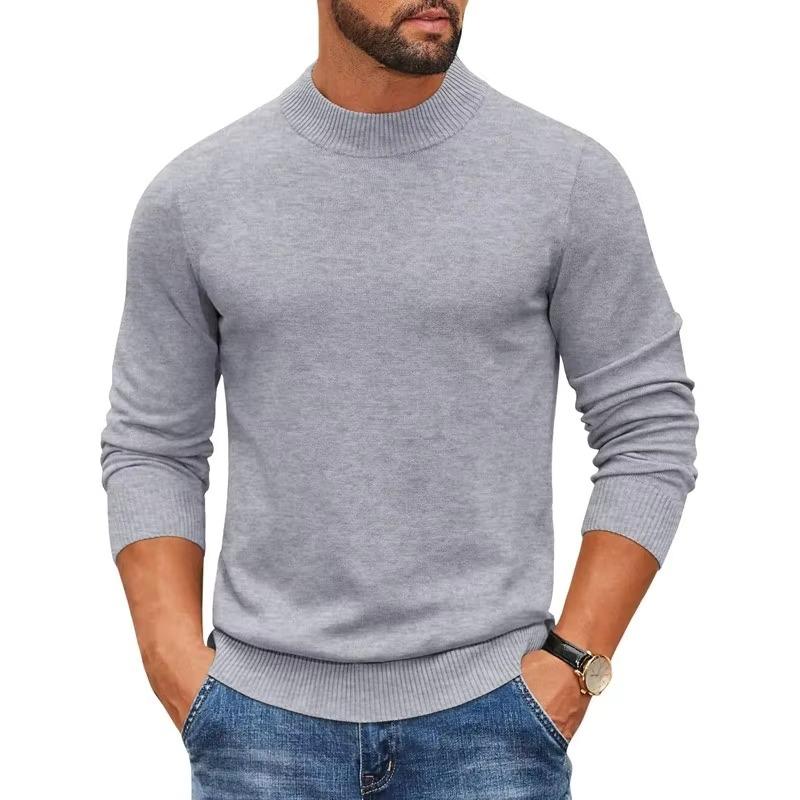Maglione da Uomo a Manica Lunga con Collo Alto e Bordi a Coste - Morbido Pullover in Maglia per Strati Autunnali Invernali, Uso Quotidiano e Business Casual.