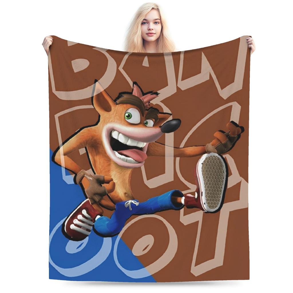 Crash Bandicoot Cartoon Merch Decken Super Weich Korallenfleece Plüsch Videospiel Überwurf Decke Bequeme Bettwäsche Überwürfe