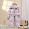 2025 Winter New Down Jacket Women's Medium and Long Over-knee Thickened Hooded Skinny Waist White Duck Down Jacket