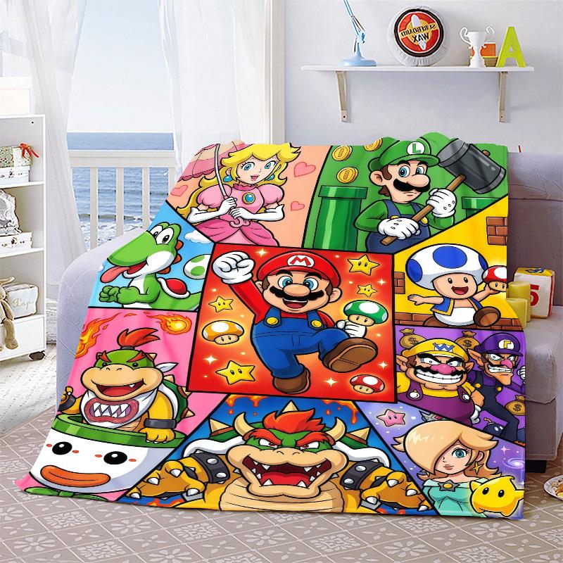 Super Mario Decorative Flannel Blanket Soft Warm Throw Cozy Blanket for Sofa Bed Home Decor -QJY