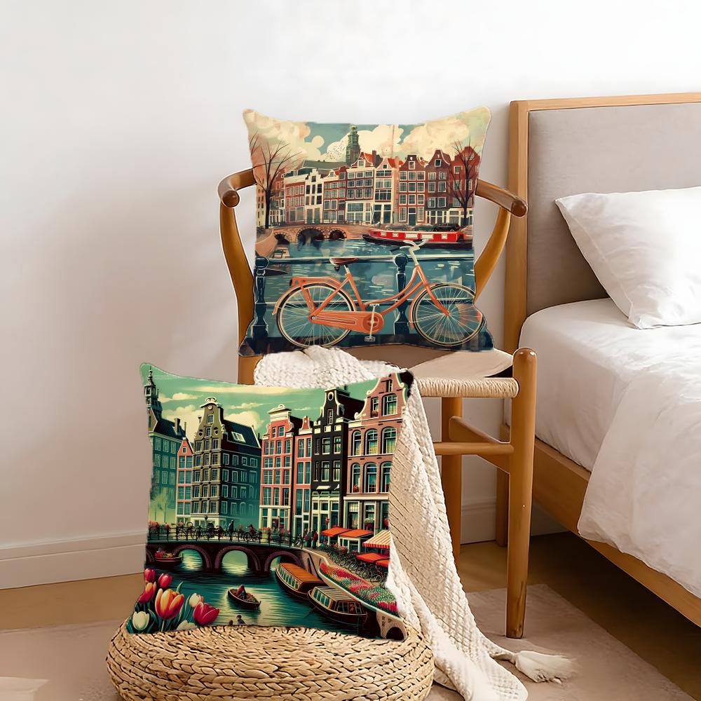 Dutchstreet Art Cushion Cover Anti-Dust Mite Short Plush Pillowcase - Invisible Zipper Silky Soft Sofa Cushion Cover