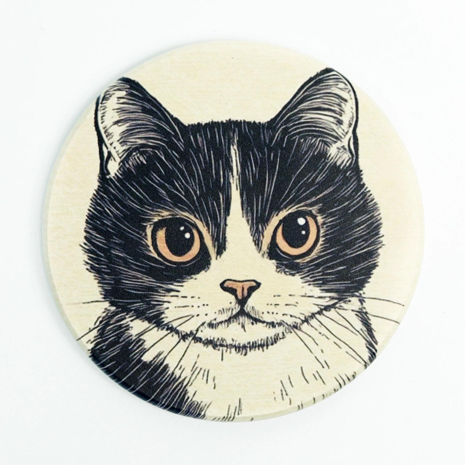 

Круглые подставки Керамические кошачьи пробковые абсорбирующие изолированные защита стола нескользящие напитки кофе коврик кухонные принадлежности аксессуары