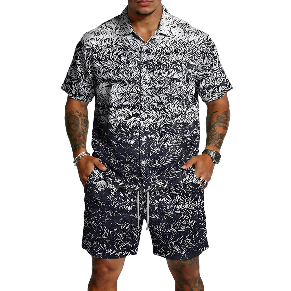 Men's Casual Lightweight Breathable Short-Sleeve Shirt And Shorts Set
