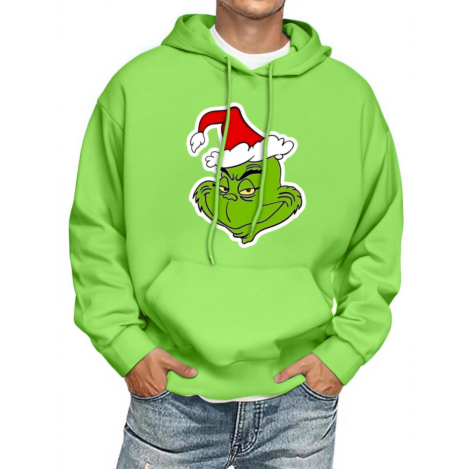 

Мужская толстовка с капюшоном с принтом, с длинным рукавом, повседневный пуловер, худи, толстовка с капюшоном XXL зелёный
