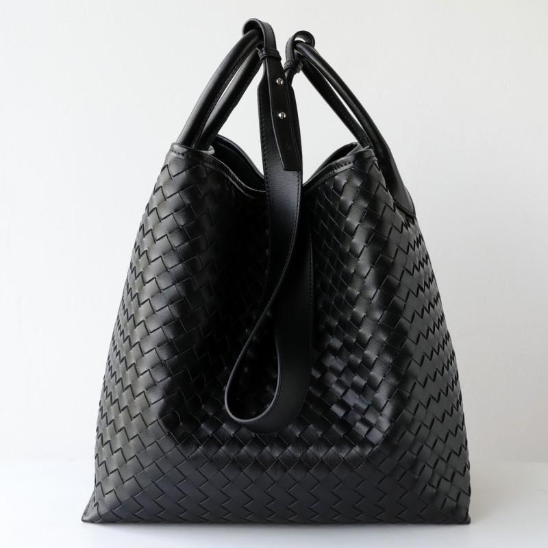 Large Woven Leather-Style Tote Bag With