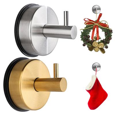 2Pcs Suction Cup Hooks for Door Wreaths Shower Waterproof Decorative Ring Hook No Drill Towel Holder for Front Door Glass Windows Bathroom
