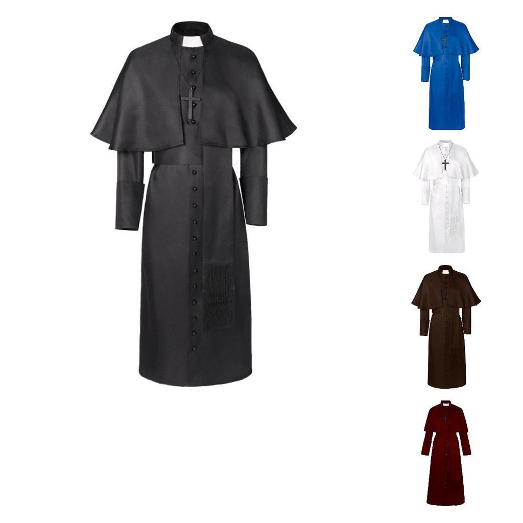 Middelaldersk prestekappe Kostyme For Menn Kvinner Renessanse Cosplay Hettekappe