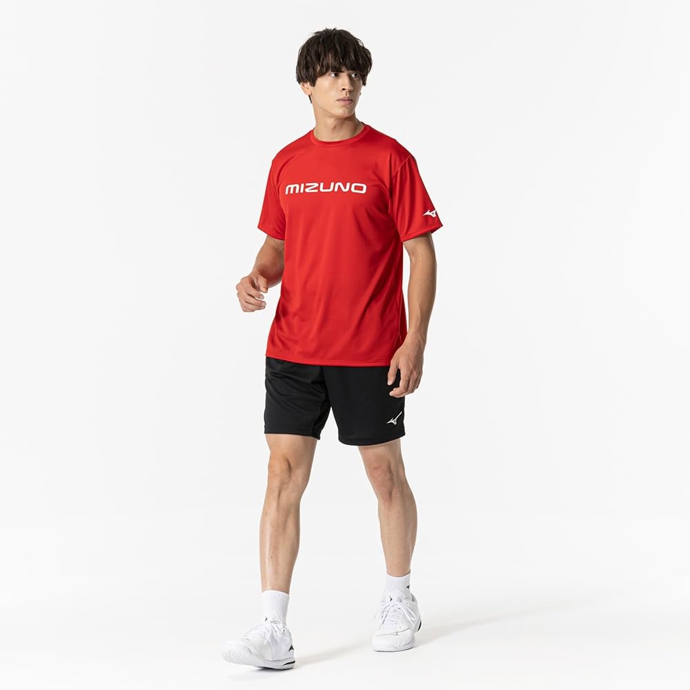 Mizuno Table Tennis Game Short JTTA Salsa Size L Shirt, Sleeve, U-Neck, Unisex, Moisture-Wicking, Quick-Drying, Certified, 82JAA110, Red,