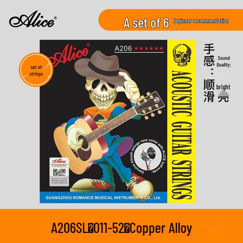 

Alice Folk Guitar Strings Set: 6 Rust-Proof Steel Core Strings for Acoustic Guitars