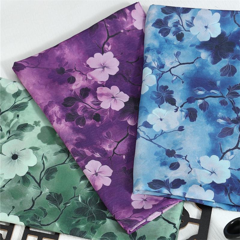100x150cm 30D Printed Chiffon Ink Chinese Style Fabric Transparent for Sewing Skirt Gauze Scarf Clothing Fabric