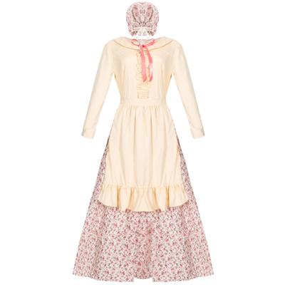 S-XL idyllische Damenbekleidung, Halloween Erwachsenen-Maid-Kleidung, Märchen-Kolonialkleid