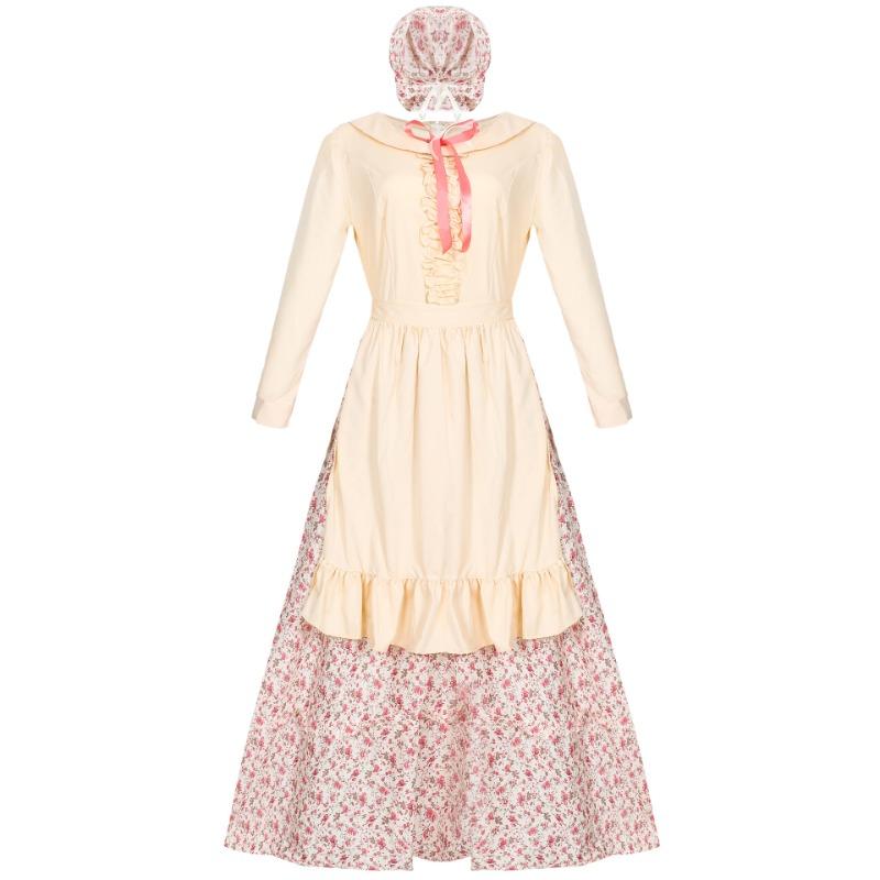 S-XL idyllic women's clothing, Halloween adult maid clothing, fairy tale colonial dress